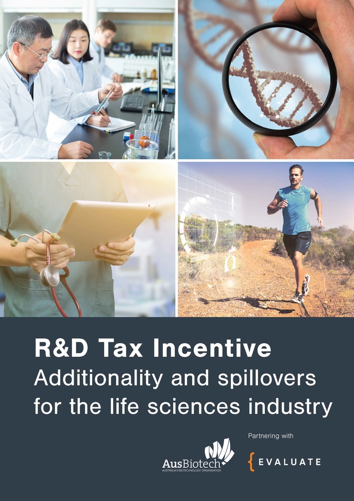 Cover of RDTI report - four images from biotech pipeline, and name of report. 