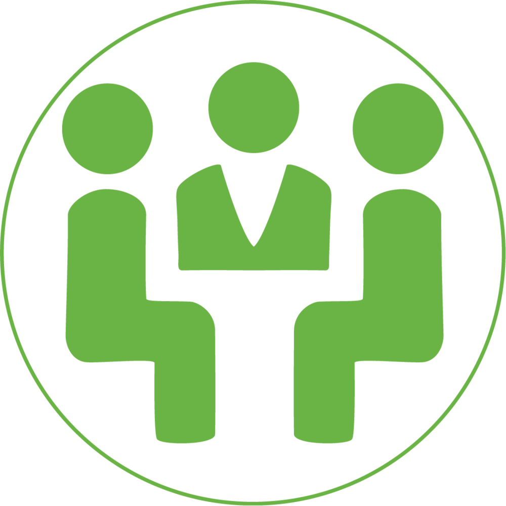 Committees icon - three green people in a green circle